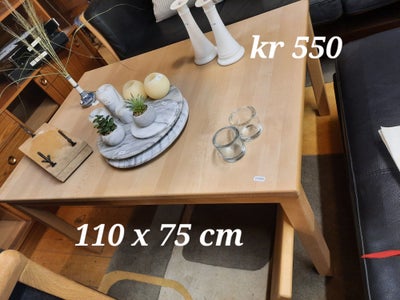 Sofabord, bøgetræ, b: 110 l: 75 h: 50, Flot bord uden brugsspor med en oplukkelig klap på 35 cm.

Je