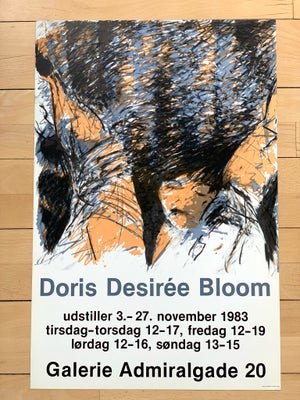 Original plakat, Doris Bloom , b: 40 h: 59, Smuk udstillingsplakat af Doris Bloom. Udstilling i Gale