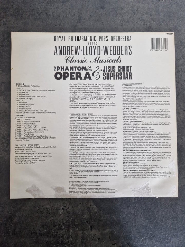 LP, Andrew Lloud Webber, The phantom of the opera