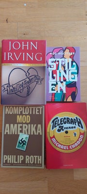 Amerikanske bøger, John Irving mfl, genre: roman, John Irving: indtil jeg finder dig
Philip Roth: ko