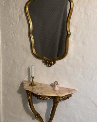 Konsol bord spejl, Elegant konsol marmor bord og guld spejl 