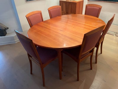 Spisebord m/stole, Kirsbærtræ, anden arkitekt, b: 122 l: 162, Smukt spisestuebord m/ 8 stole i kirse
