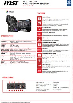 MSI GAMER, Motherboard, bundkort, systemboard, med CPU i7-10700KF & 32GB RAM Bundle 

Til dig, der s