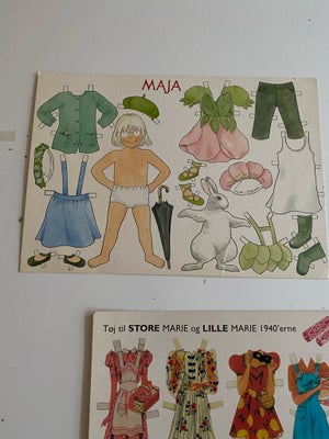 Påklædningsdukker, Diverse påklædningsdukker, re ark med påklædningsdukker og tøj. 1) Maja (en lille