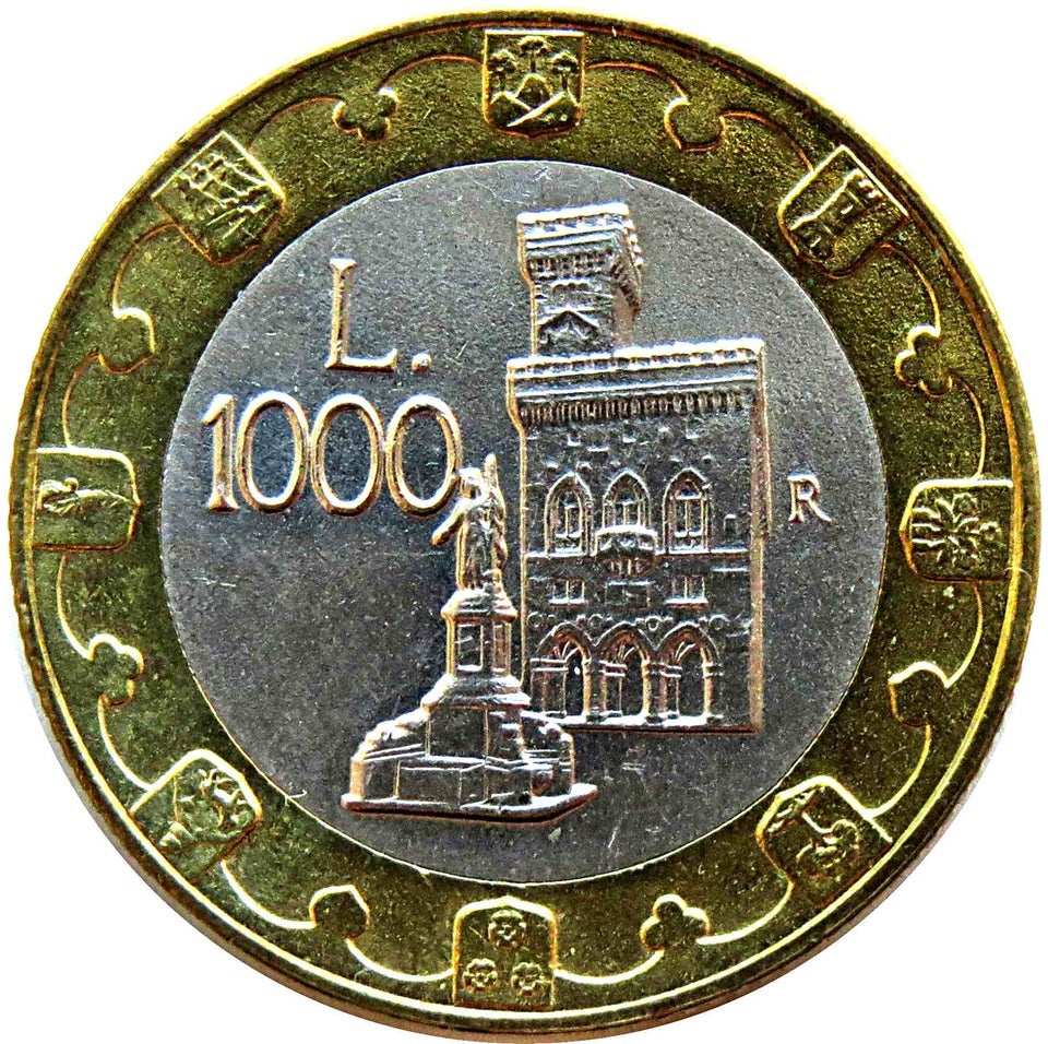 Andet land, mønter, 1000LIRE