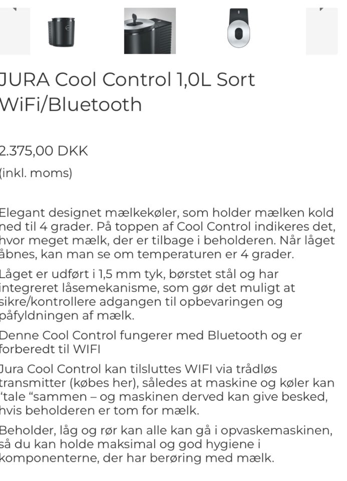 Mælke køler , Jura cool control 1.0