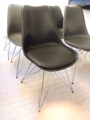 Spisebordsstol, plast, kunstlæder, aluminium, Sælger 6 stole, hvoraf 4 er i fin stand. På de sidste 