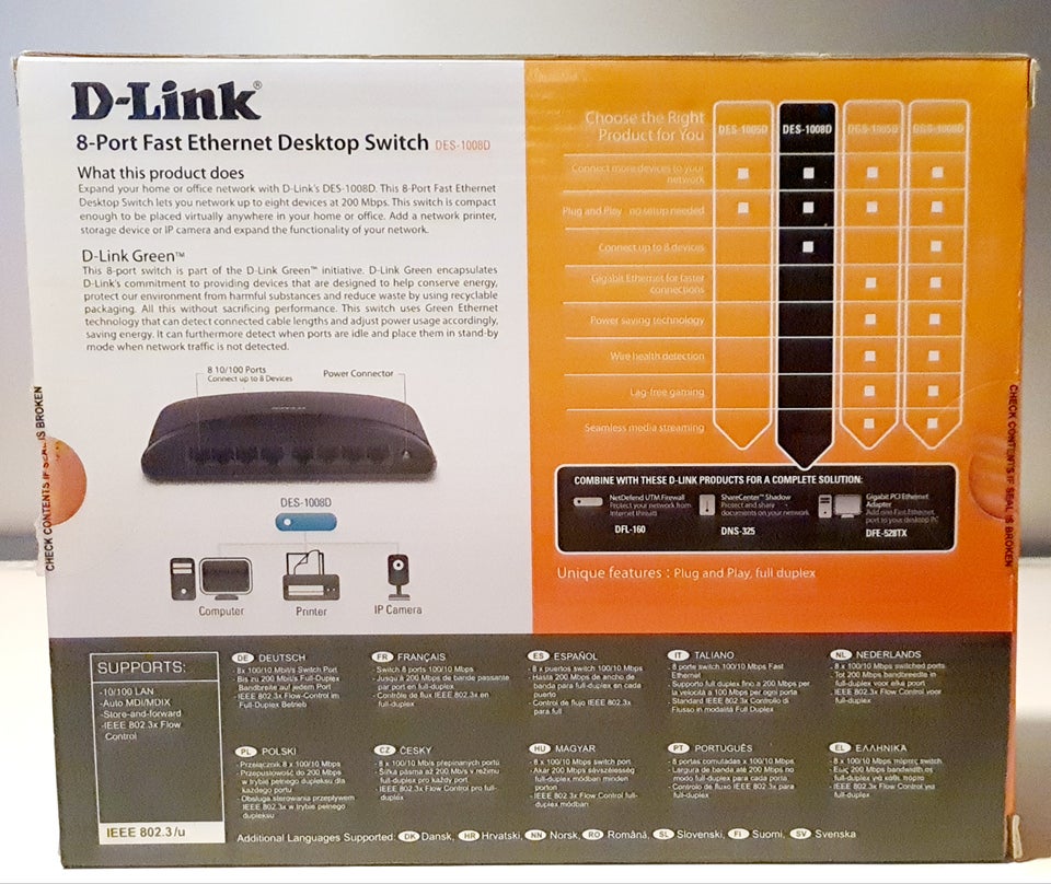 USB, D-Link DES 1008D