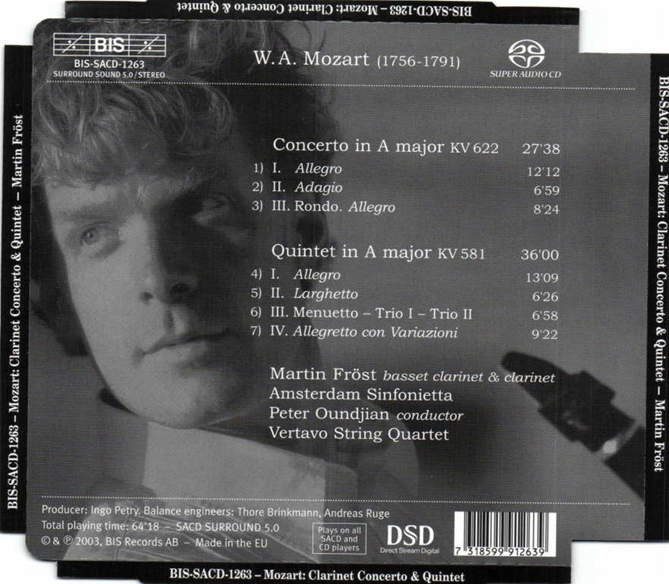 Martin Fröst: Mozart Clarinte Concerto SACD & Quintet,