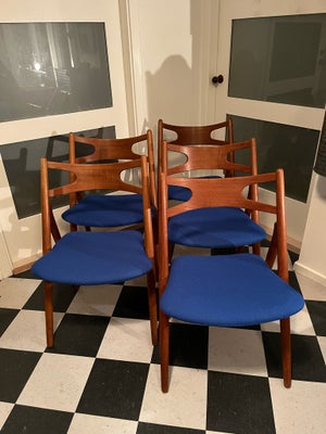 Hans J. Wegner, CH29, Spisebordsstol, Fem gamle Wegner savbukstole i teak/teaktræ fra 1960’erne. Omp