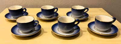 Porcelæn, Hammersø stel, Søholm, 6 stk. mokkakopper, Hammersø, blå med guldkant uden skår. 200,- DKK