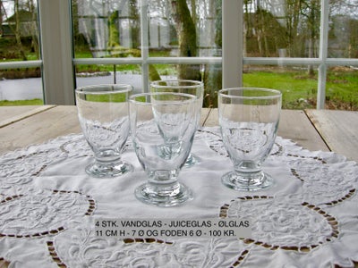 Glas, #Juiceglas #Vandglas #Ølglas #Sodavandsglas #Glas, #Glas på fod #Massiv fod #Borddækning #4 gl