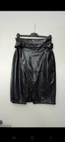 NA-KD Wrap, knee length, black leather skirt