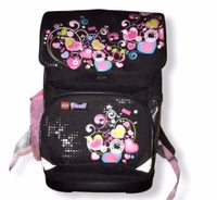 Skoletaske, Skoletaske lyserød Rygsæk, Lego sort hjerter