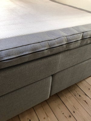 Kontineltalseng, Velholdt kontineltal seng 150/160x200cm i lys grå med topmadras