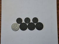 Danmark, mønter, 3x1 ØRE + 4x2 ØRE