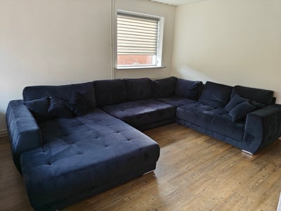 U-sofa, velour, større end 9 pers., Stor blå flyder sofa i velour. Prøv og byd. 

2 år gammel, sælge