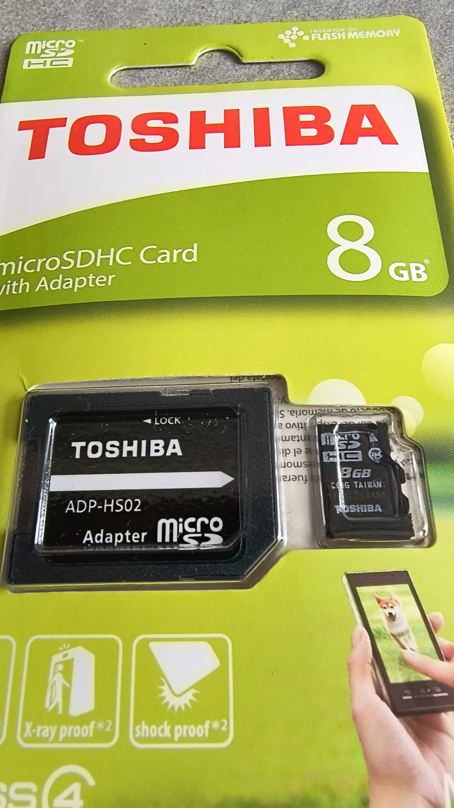 Micro SDHC kort med Adapter, Toshiba, 8GB GB