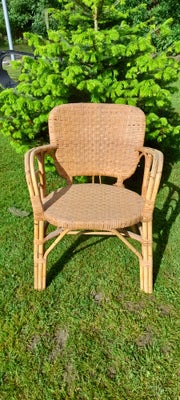 Kurve stol, retro, Fletstol, Bambus stol bamboo rattan / flet / bambus flet med armlæn.
