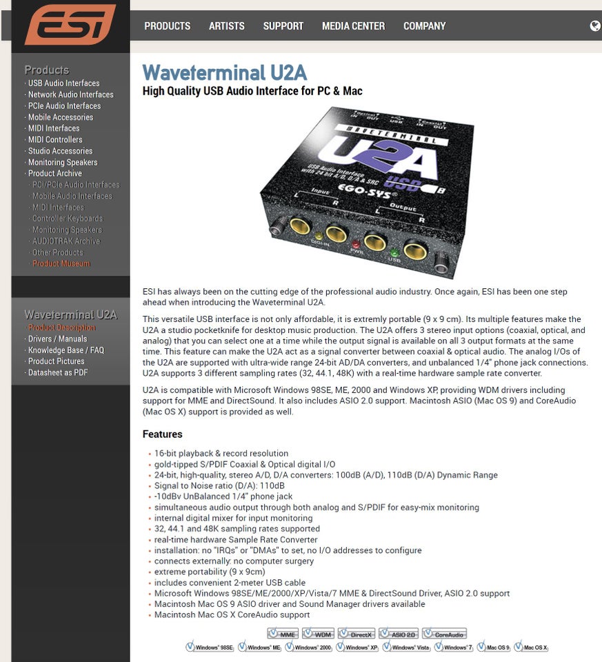 Audioconverter, EGO-SYS Waveterminal U2A