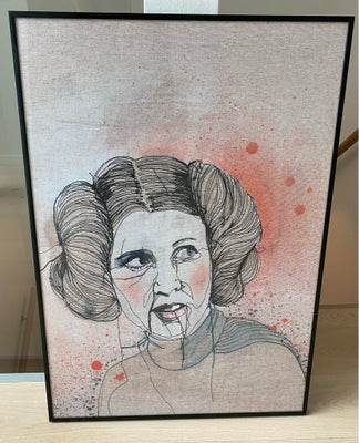 Kunstplakat, Unik Star Wars kunstplakat med Prinsesse Leia. Indrammet. Købt på messe i sin tid for 8