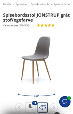 Spisebordsstol, Bomuld og eg, Jysk, 4 stole fra Jysk i modellen JONSTRUP.

Alle er i super god stand