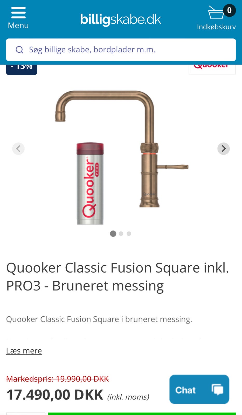 Clasic Fusion Square, Quooker, Bruneret messing