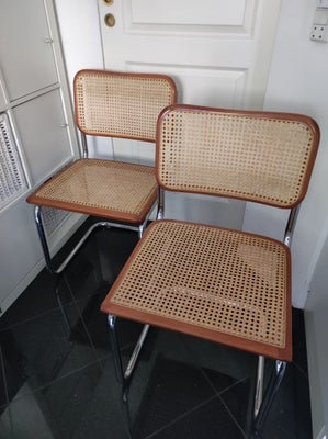 Spisebordsstol, Fransk flet - træ - forkromet stål, 2 frisvinger stole med sjælden og flot glød i tr