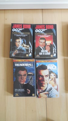 Action, James Bond, Goldfinger
Thunderball Agent 007 i ilden
Du lever kun 2 gange
Mission Drab
4 VHS