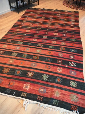 Gulvtæppe, ægte tæppe, ULD, b: 190 l: 350, Dette kæmpestort Tyrkisk kelimtæppe er klar til at tilføj