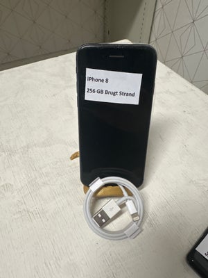 iPhone 8, 256 GB, sort, Rimelig, iPhone 8 med 256gb og lade kabel sælges 