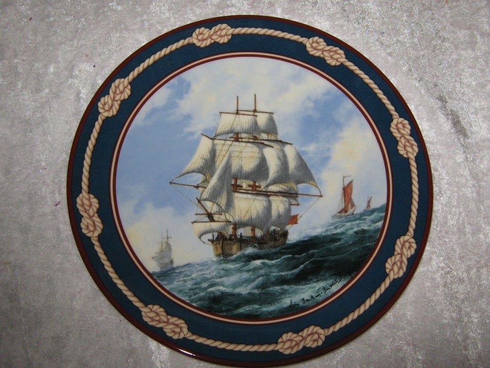 Platte med skibsmotiv, Royal Doulton, 1988