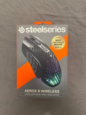 Mus, trådløs, SteelSeries , Aerox 9 Wireless, Perfekt, Hej jeg sælger denne mus.
Fik en ny mus fra e