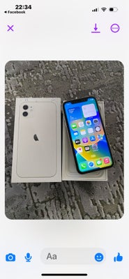 iPhone 11, 128 GB, hvid, Perfekt, Hej Jeg sælger min Pæn iphone 11 128  GB. Tlf fejler Inter ! Alt f