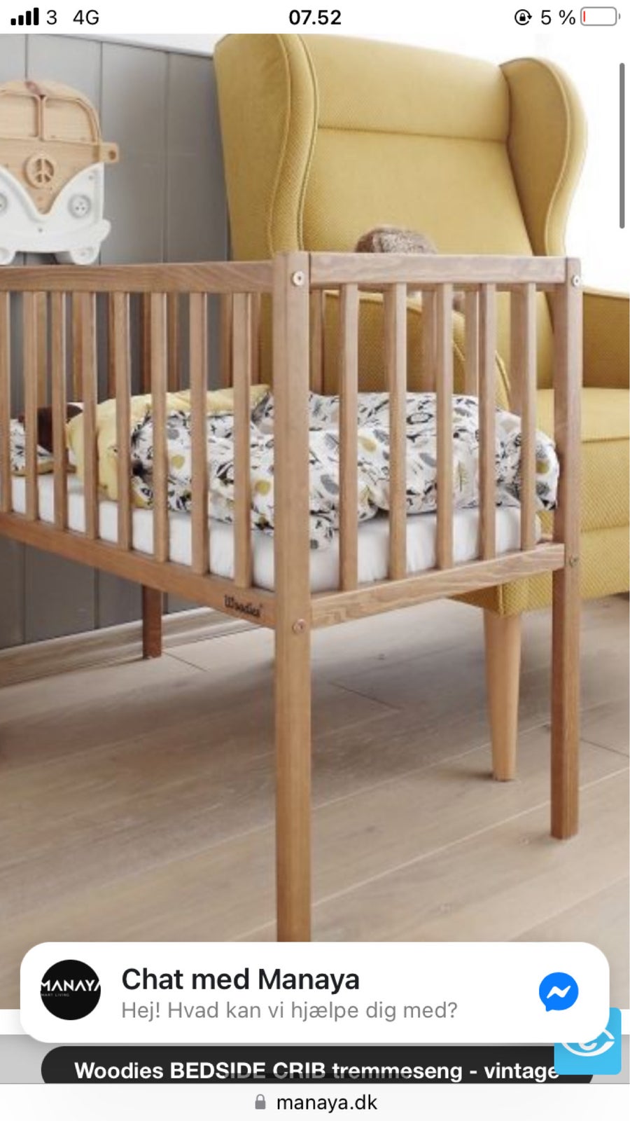 Babyseng, Bedside crib , b: 45 l: 95