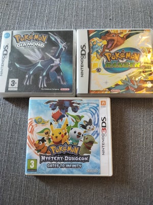 Pokemon spil til nintendo, Nintendo, Pokemon Diamond - 250 kr
Pokémon Ranger - 150 kr
Pokémon Myster