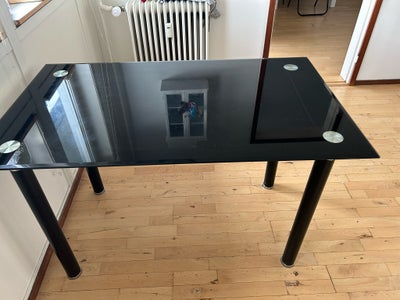 Spisebord, Glasplade, b: 70 l: 120, Spisebord med sort glasplade/ ben kan skrues af højde 75 cm