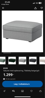 Puf, stof, IKEA KIVIK, IKEA KIVIK puf/taburet med opbevaring, lysegrå