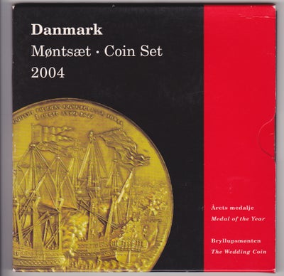 Danmark, mønter, 2004, Møntsæt 2004 fra Den Kgl. Mønt. 20-krone erindringsmønt, medalje i Nordic Gol