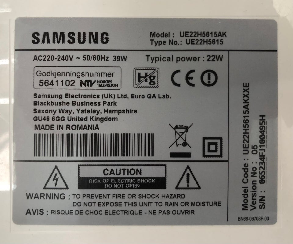 LCD, Samsung, ue22h5615ak