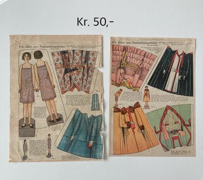Påklædningsdukker, Fine gamle hele sider fra ugeblade. 
Familie Journal nr. 34 1928 - Frk. Ellen kr.