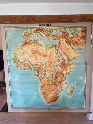 Landkort, Afrika, Kortet er et gammelt skolekort og er i meget fin stand, når alderen tages i betrag