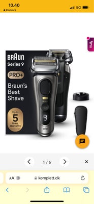 Barbermaskine m.m., Barbermaskine, Braun, Braun Series 9 PRO+ elektrisk barbermaskine 9515s. 

Fejlk