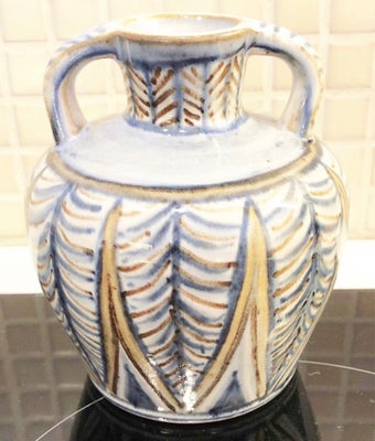 Stentøj, Vase, L Hjorth, Super smuk L Hjorth lys blå/brun vase nr z71 12,5cm fast pris 350kr