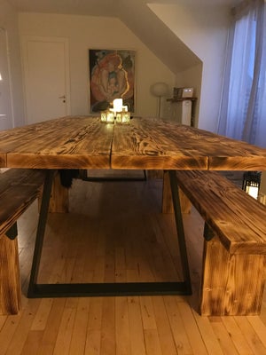Spisebord, Brændt bøg rustik, Massivt Plankebord, snedkerfremstillet, b: 115 l: 300, Dette unikke pl