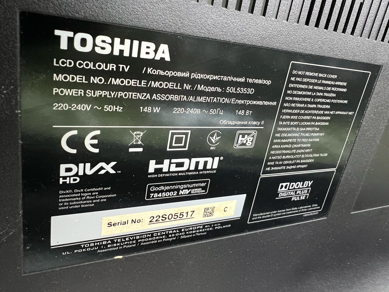 LCD, Toshiba, 50L5353D
