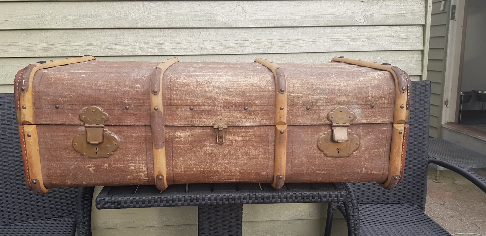 Stor antik/ vintage rejsekuffert – – Køb og Salg Nyt og Brugt