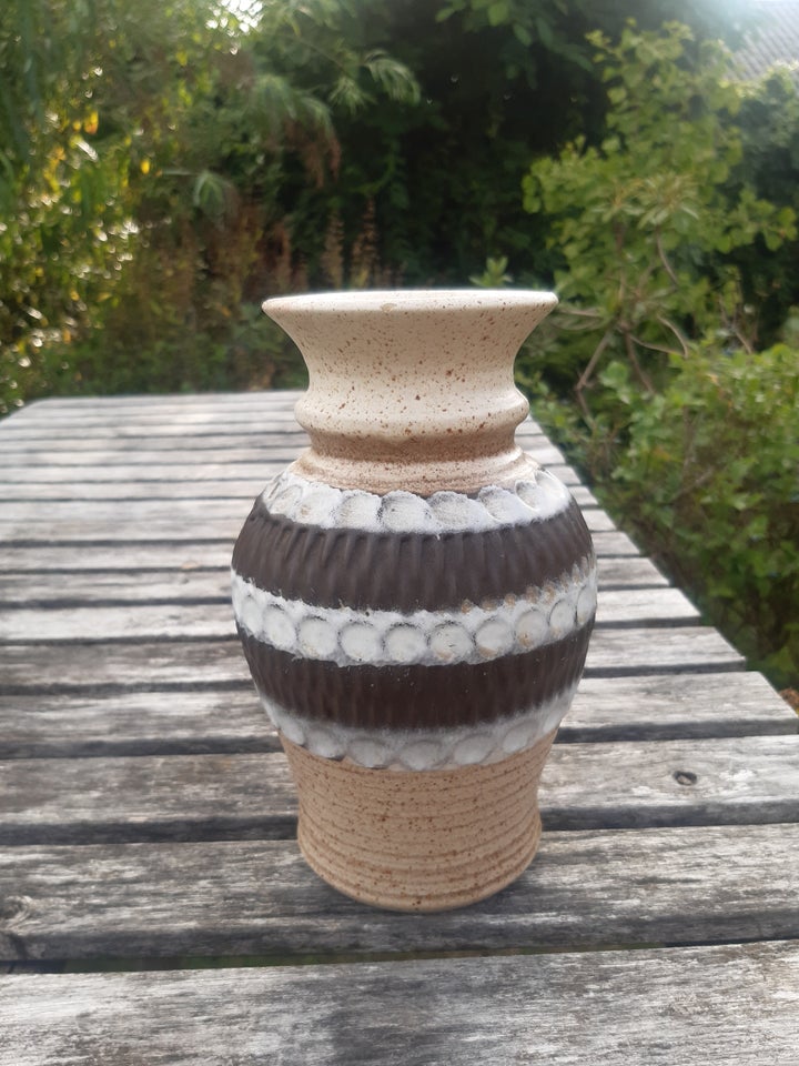 Keramik, Vase, beige/hvid/brun/mønstre