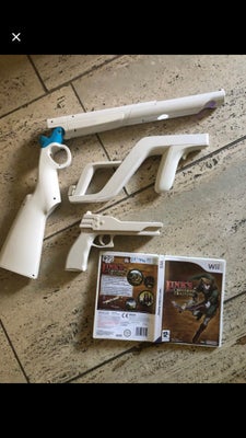 Nintendo Wii, God, Wii spil Link’s Crossbaw Training og tilbehør- 3 Skydere, samlet 500kr for det he