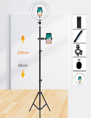 Ringlys, 26cm Lys Tripod Mobilholder, Perfekt, Ring Lys 26 cm med fjernbetjening, justerbar lysstyrk
